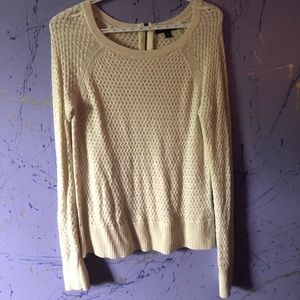 White knit long sleeve sweater